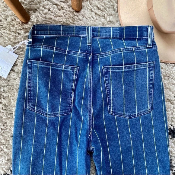 New Etica Finn Striped High Rise Straight Leg Cuffed Jeans - Picture 13 of 16